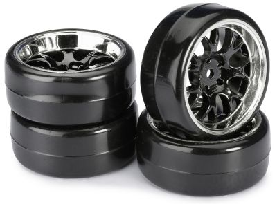 Train de roues Drift LP \ Comb/Profile B\  noir/chrom� 1/10�me (4pcs) - WHEEL DEAL