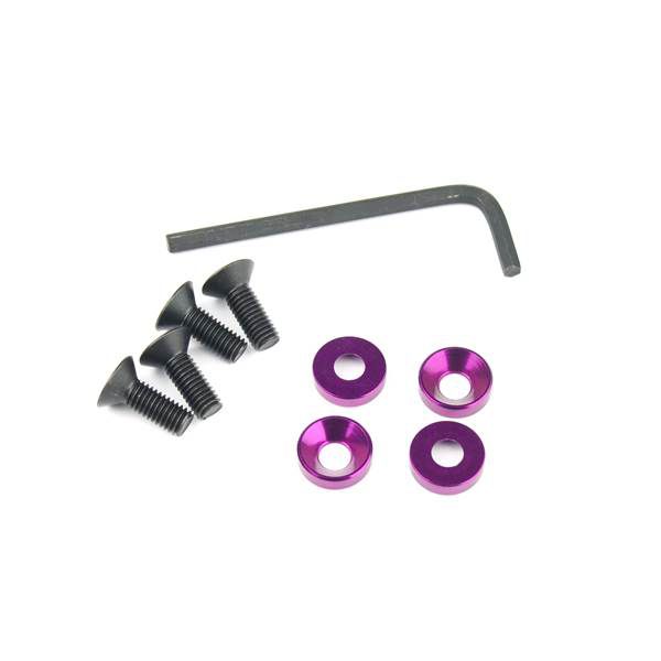 Vis fixation moteur M5 + rondelles cuvettes anodisees mauves